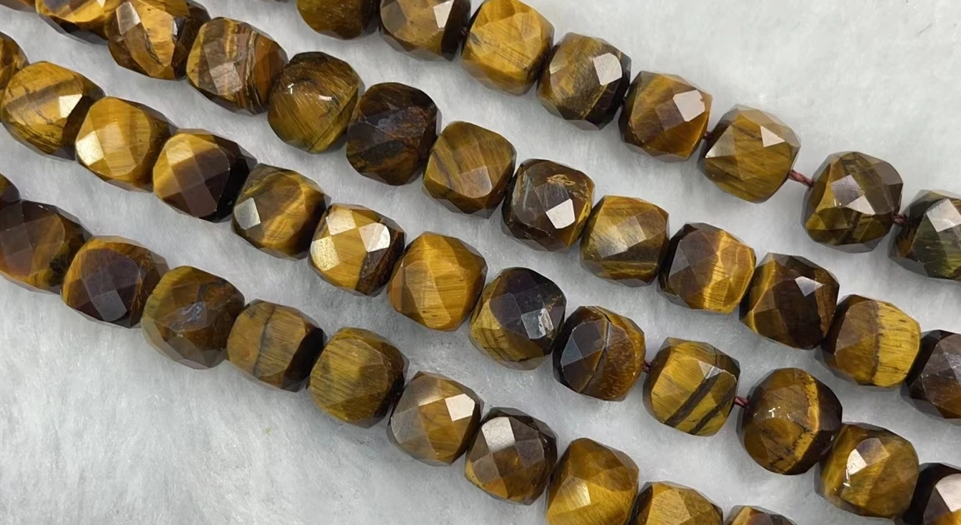 Wholesale Natural Tiger Eye 8x8mm Square Cut Length:39cm