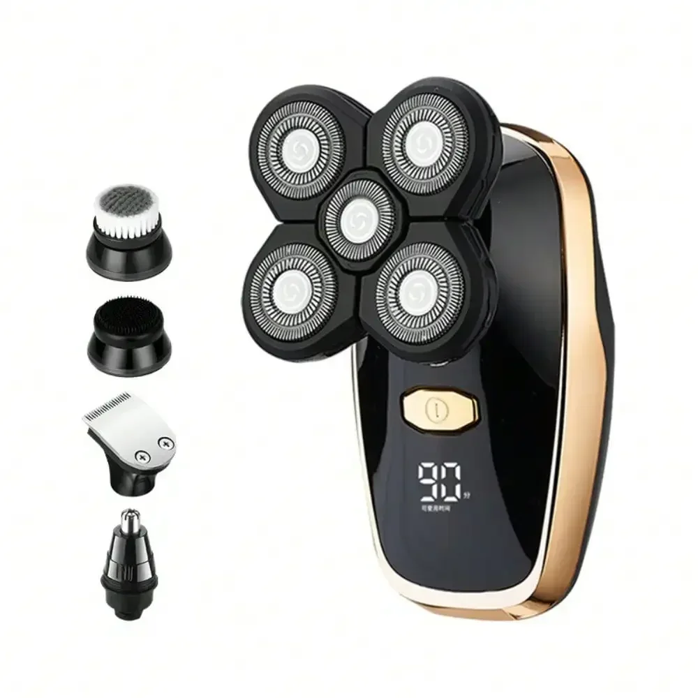 Five-Knife-Headed Bald Artifact, Full-Body Water-Washed Electric Razor, Self-Scraping To Remove Hand Residues, Quick Shaving Without Stubble, For Men