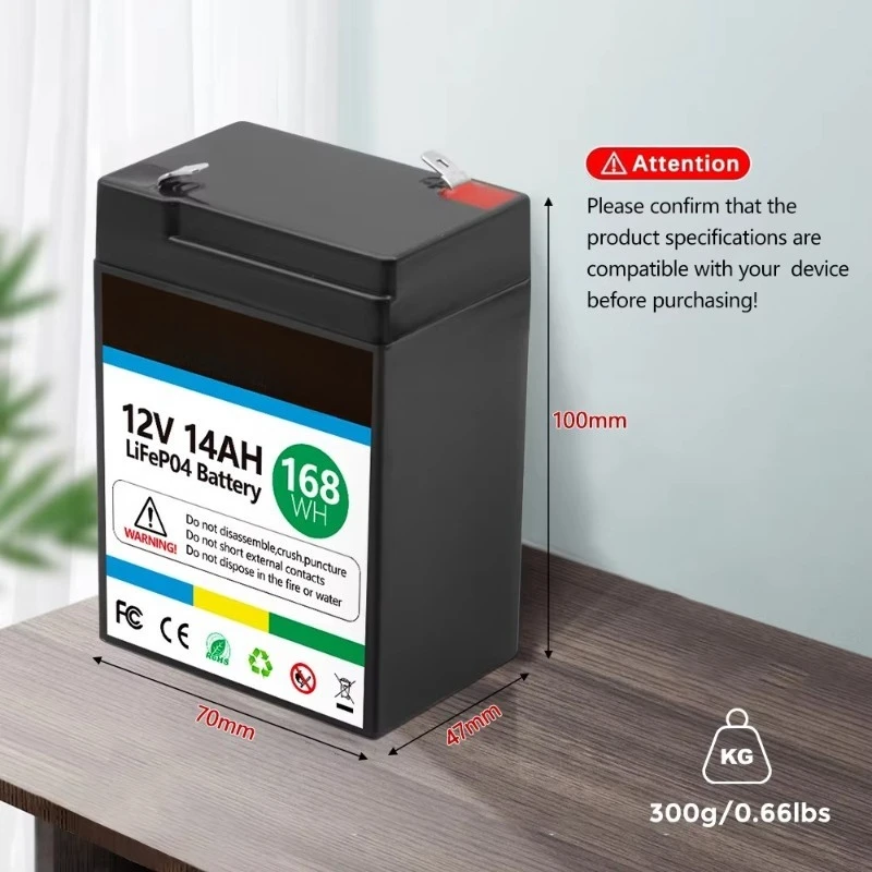 12V 14Ah LiFePO4 Battery Durable Safe Long Lifespan Replacement Battery For Access Control Security Sprayer Emergency Light