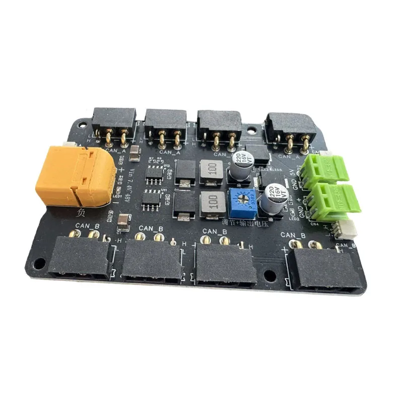 XT60 to XT30 (2+2) 8-Channel Power Distribution Board 7.4-30V Input, 5V 5A Output, with CAN A/B 1-to-4 Ports for RC Model