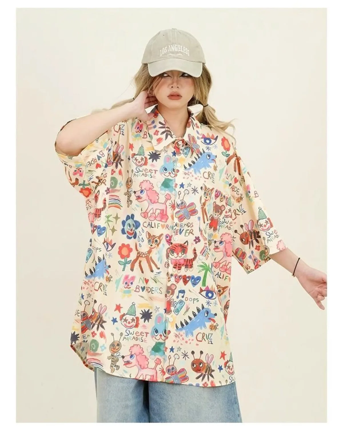 Print Shirts Summer Streetwear Interest Women's T-Shirts Loose Cartoon Cute Tops  Short Sleeve Clothes Vintage Fashion Popular view 6