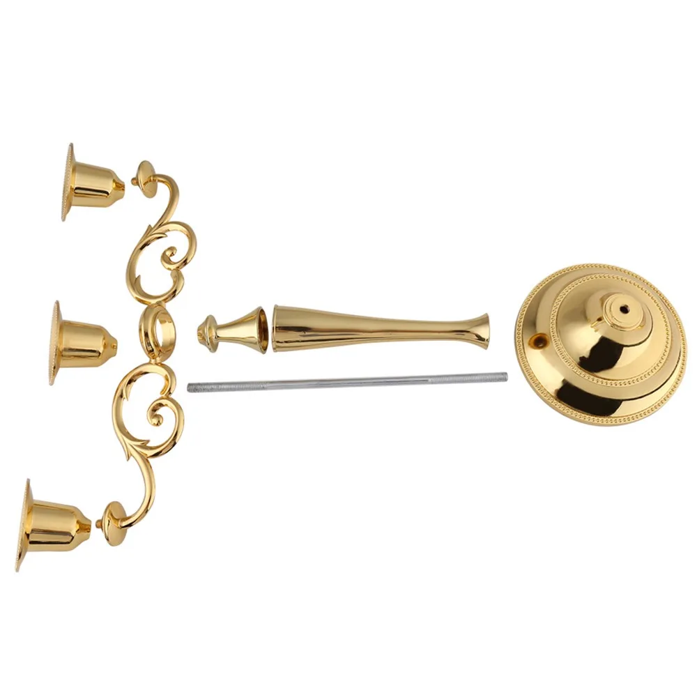 3 Arm Metal Candle Holder Polished Finish Gold Candle Candelabra Zinc Alloy Elegant European Centerpiece Stand Table Centerpiece