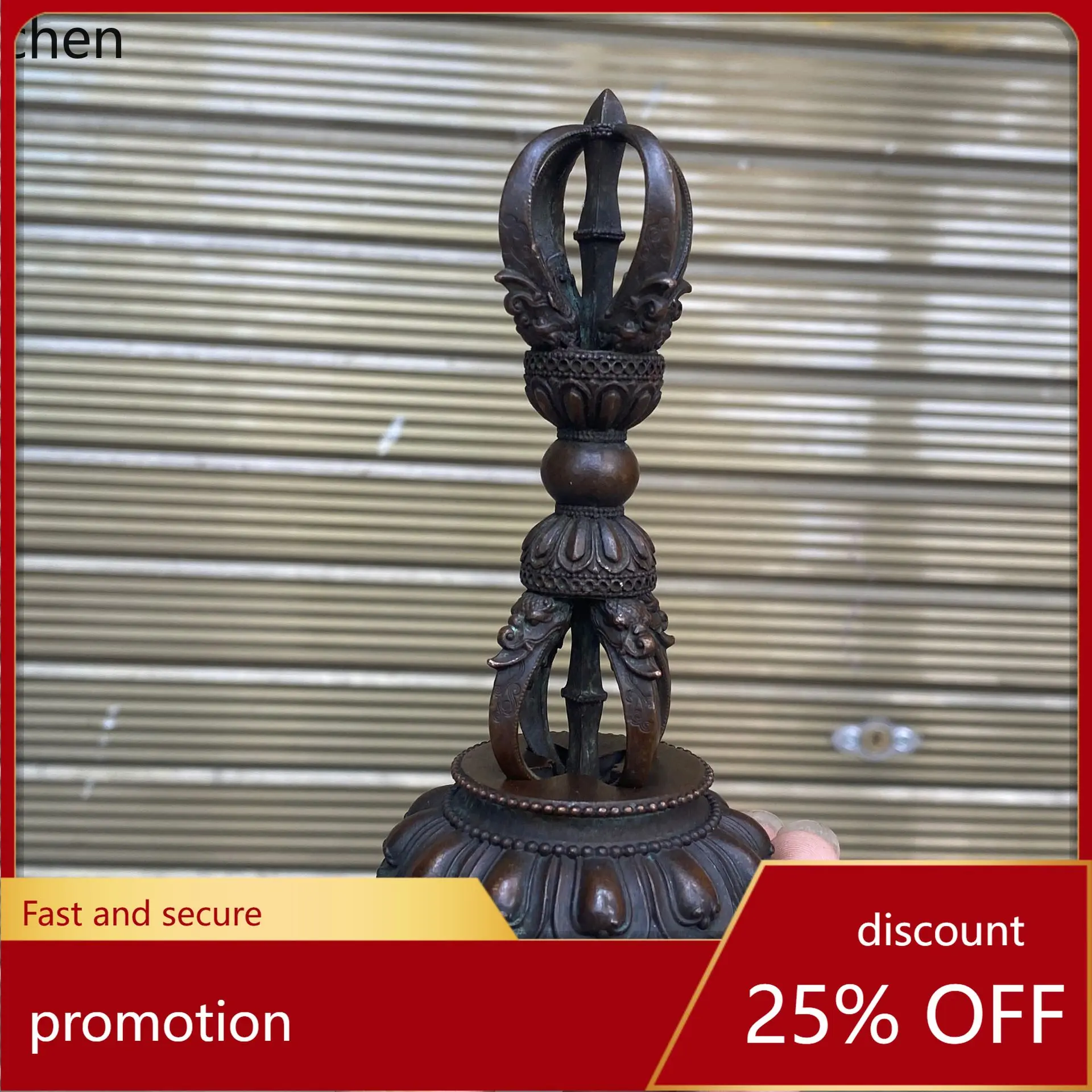 

Cz antique alloy five-strand vajra ornaments pupa vajra ritual instrument with bottom base