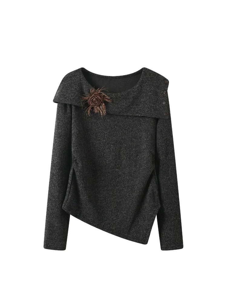 

plus Size Women's Long Sve round Ne Sweater Spring Faionable Age-Defng Top Comfortable Breathable Polyester Fiber