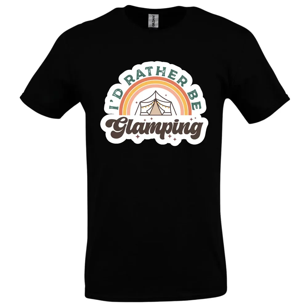 Женская футболка для кемпинга, размер S,M,L,XL, я предпочитаю Блестящую Черную футболку с коротким рукавом и аниме-рисунком из чистого хлопка