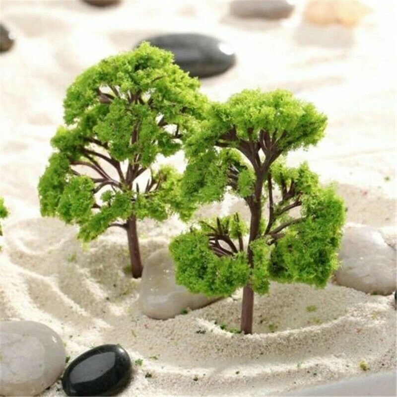 10pcs Model Trees Artificial Micro Landscape Plastic Green Tree Decoration Ornament Home Decor Garden Decor Model Making Props
