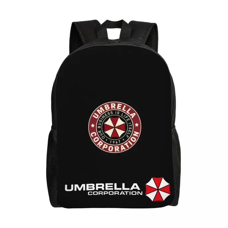 Benutzerdefinierte Umbrella Corporation Rucksäcke für Damen und Herren, Schule, Studenten, Büchertasche, Laptop, rundes Abzeichen, Videospiel-Liebhaber-Taschen