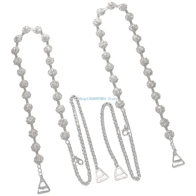 

N7YF Invisible Rhinestones Bra Shoulder Strap Anti-Slip Shoulder Chain Adjustable Intimates Accessories Ladies Bra Straps
