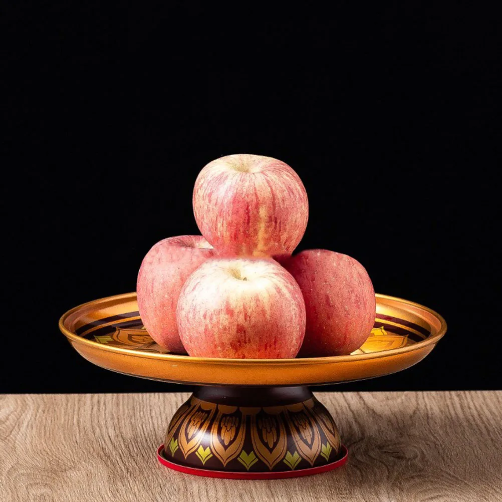 

Alloy Lotus Fruit Plate Retro Home Decoration Tray Carefully Carved Patterns Kitchen Storage Buddist Offering