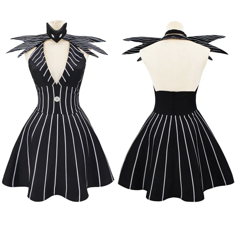 

Movie Nightmares Christmas Cosplay Costume Skeleton Disguise Dress for Women Outfit Halloween Carnival Party Clothes Role Pl$0$i