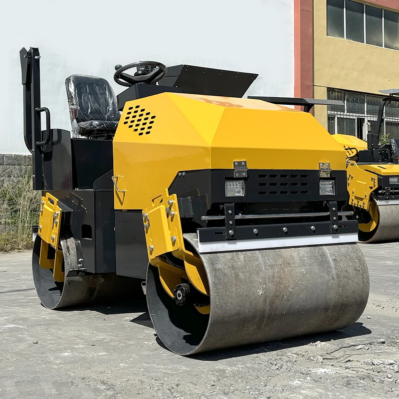 آلات البناء أسطوانة الطريق أسفلت صغير طبلة مزدوجة ضاغط التربة الأسطوانة الاهتزازية 1.3 طن أسطوانة الطريق الصغيرة