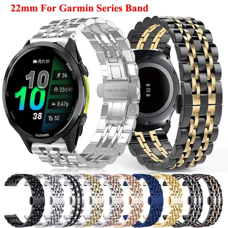22 mm Edelstahlband für Garmin Forerunner 255 265 965 745 970 570–47 mm Metallarmband für Garmin Active/Vivoactive 4 Venu 2 3