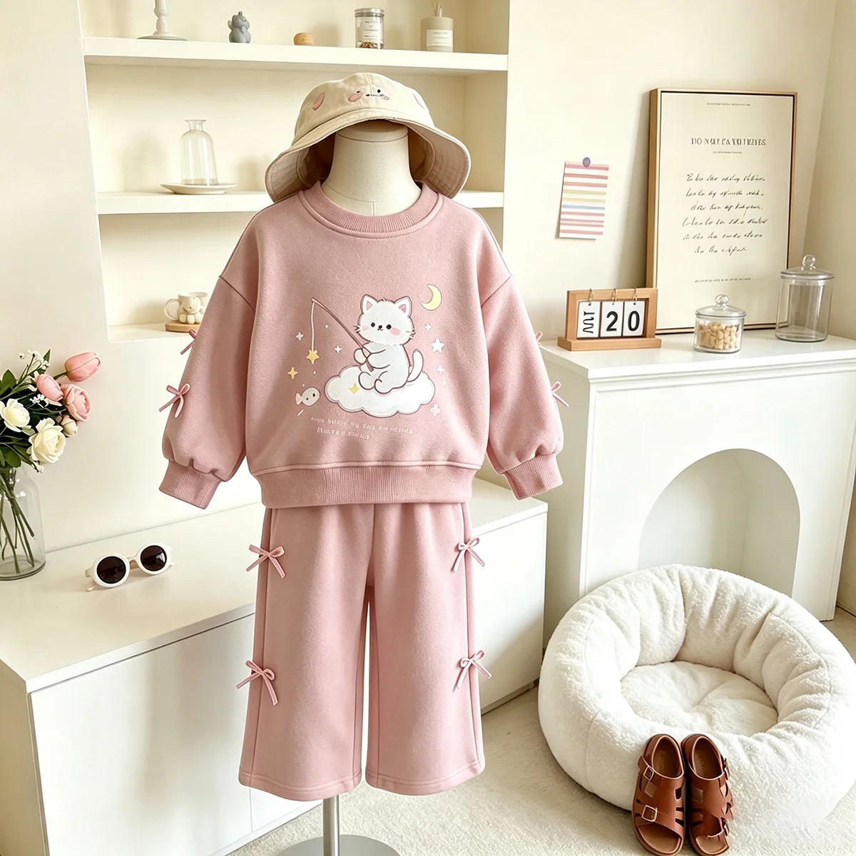 Mädchen-Sweatshirt & Hosen-Set mit Cartoon-Häschen-Print – Zweiteiliges Outfit mit langen Ärmeln für Frühling und Herbst, lässige Kinderkleidung – Detail 2