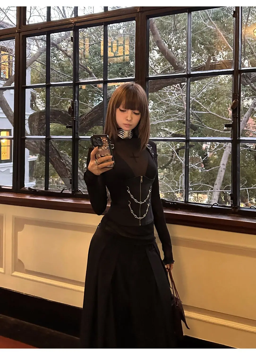 القوطية الأسود Y2k المحاصيل القمم المرأة قصيرة الأكمام Bodycon تي شيرت أبلى 2 قطعة مجموعات الملابس خمر Harajuku ثقافة فرعية تيز #6