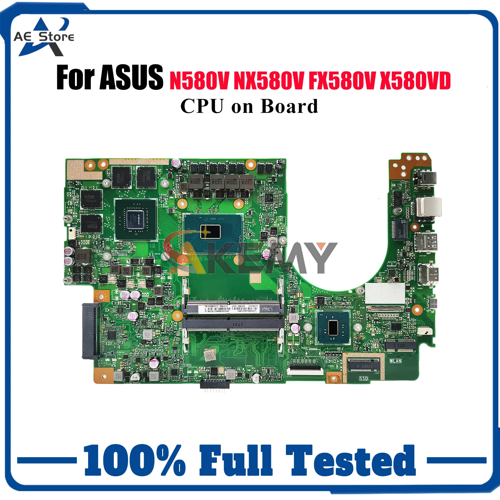 

X580VD Laptop Motherboard For ASUS VivoBook X580VD FX580V NX580V X580V N580V X580VN Mainboard With CPU 100% tests OK fast ship