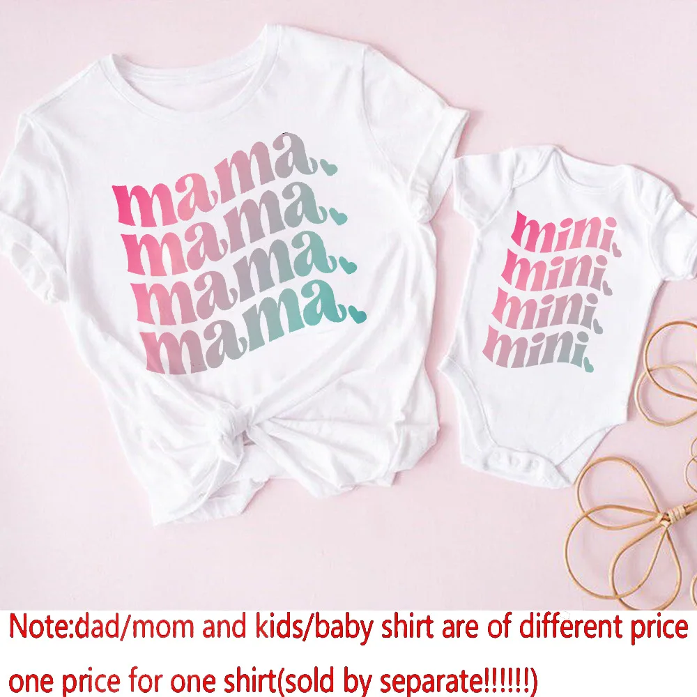 Mama Mimi Printed Family Matching Clothes Mother & Daughter Summer Short Sleeve Outfits Shirt Mom T-shirt Tops Baby Bodysuit