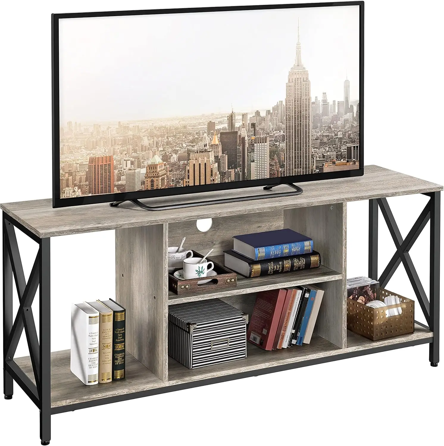 

TV Stand for 65 inch TV, Wood TV Console Table for Living Room, 55" Farmhouse Entertainment Center for Living Room and Bedroom,