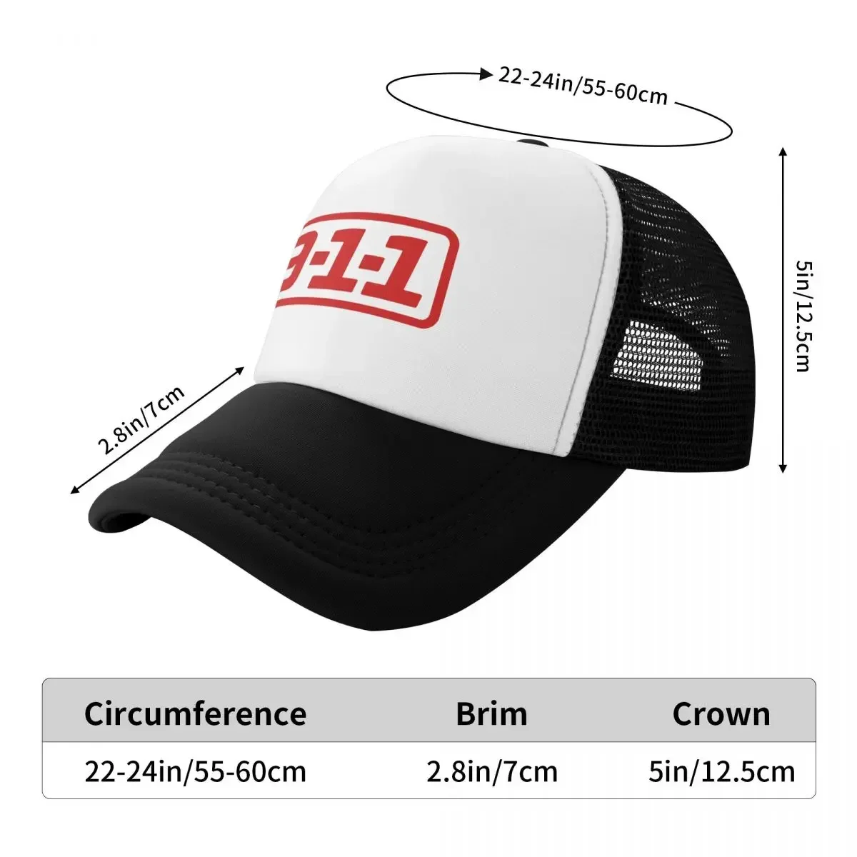 9-1-1 - LOGO Baseball Cap schattige aangepaste Hoed zwarte Snap Back Hoed Vrouwelijke Heren