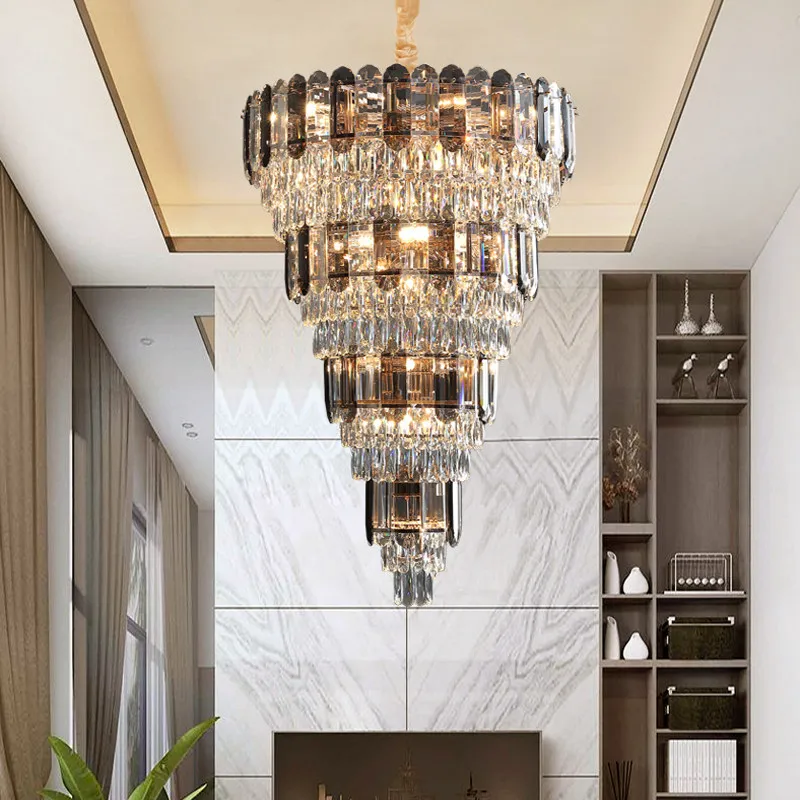 

Grand Chandelier Of Duplex Building Luxury Post-modern Living Room Lamp Crystal Lamp Of Villa Building Middle Floor Revolving