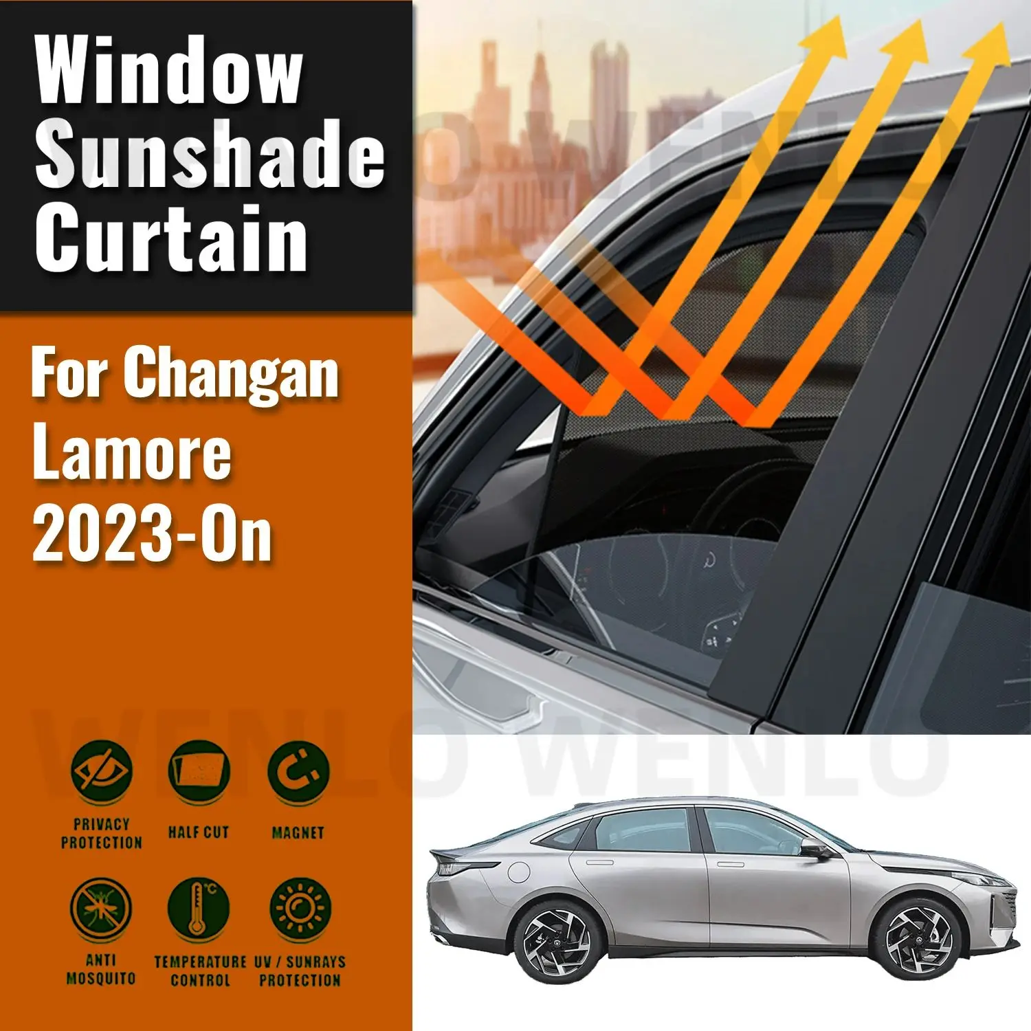 

For Changan Lamore 2024 2023 Side Baby Window Sun Shade Visor Magnetic Car Sunshade Shield Front Rear Windshield Frame Curtain