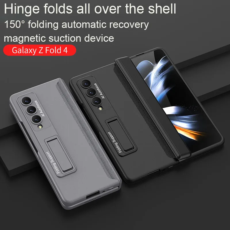 Case For Samsung Galaxy Z Fold 5 4 3 2 5G Magnetic Adsorption Hinge Protection Phone Cover Kickstand Hard Plastic Magnet Case