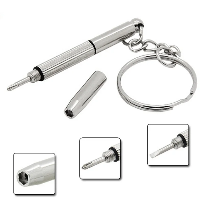 Aluminum Steel Eyeglass Screwdriver Set for Sunglass Glasses Watch Repair Tool Kit with Keychain Screwdrivers