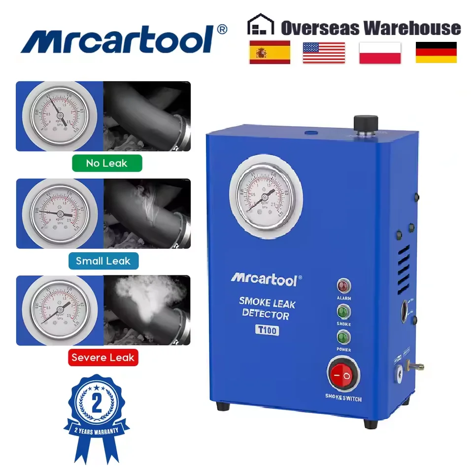 MR CARTOOL Pipe Leak Locator with Built-in Pump T100 Car Smoke Leakage Analyzer Detector Diagnostic Tool
