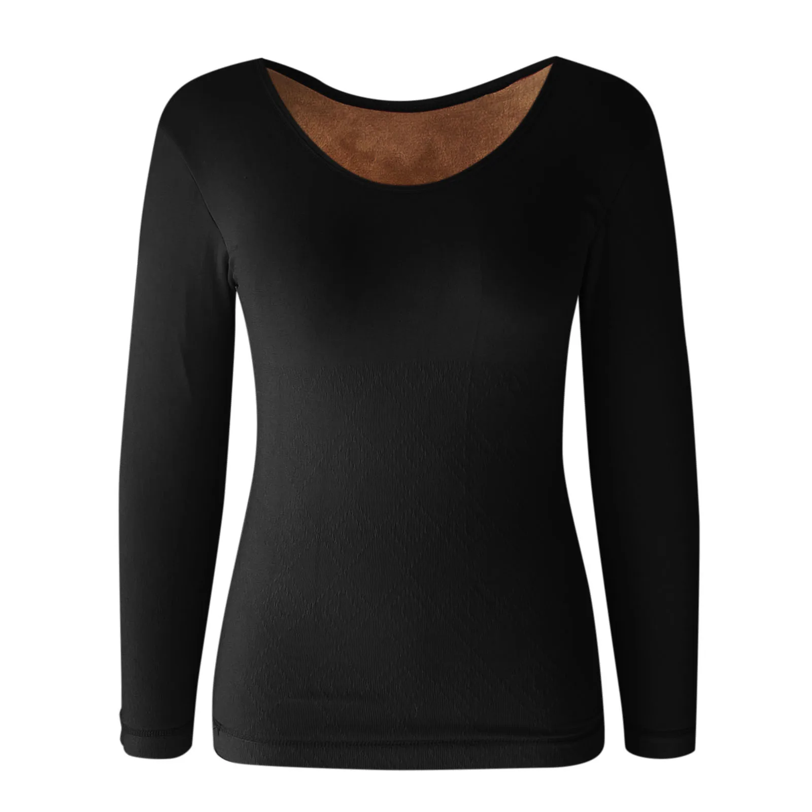 

Women's German Velvet Seamless Thermal Underwear Solid Color Slim Bottom Outer Wear Thick Warm Long Sleeves Round Neck Top