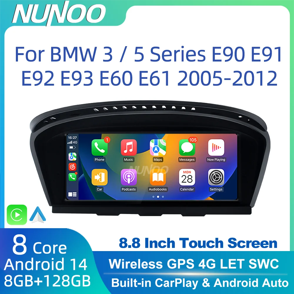

Android 14 Wireless Carplay For BMW E60 E90 E91 E92 E93 E61 2005-2012 Car Player Auto GPS Audio Navigation Multimídia Automotiva