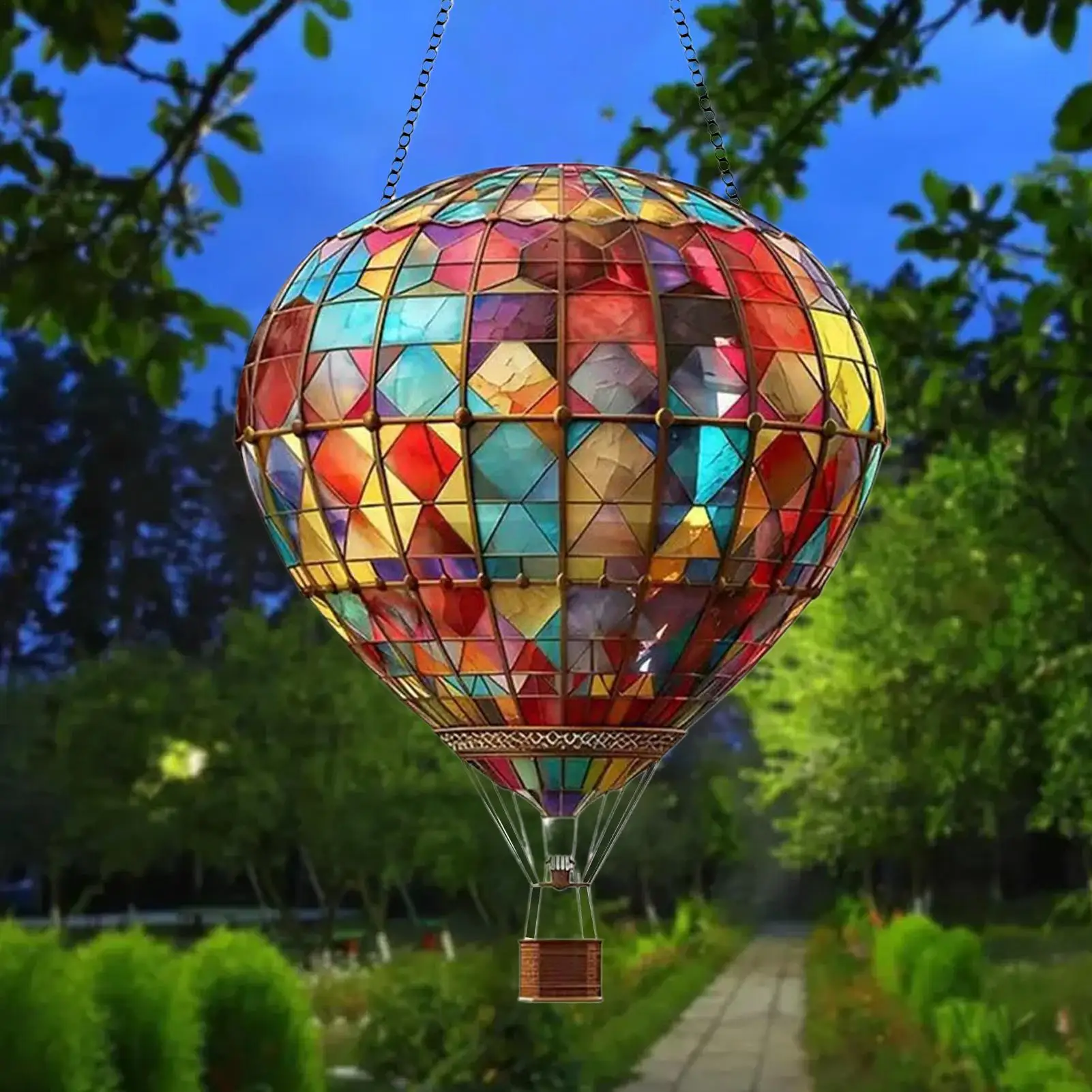 Sun Catcher Outdoor Window Sun Catchers Acrylic Flat Hot Air Balloon Design Lantern Decorative Ornament for Door Bathroom Home view 3