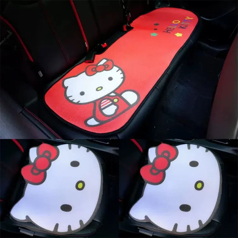 Sanrio Kawaii Hello Kitty Car Cushion Cartoon Ice Silk Cushion Four Seasons Universal Seat Cool Cushion Car Interior Auto Parts