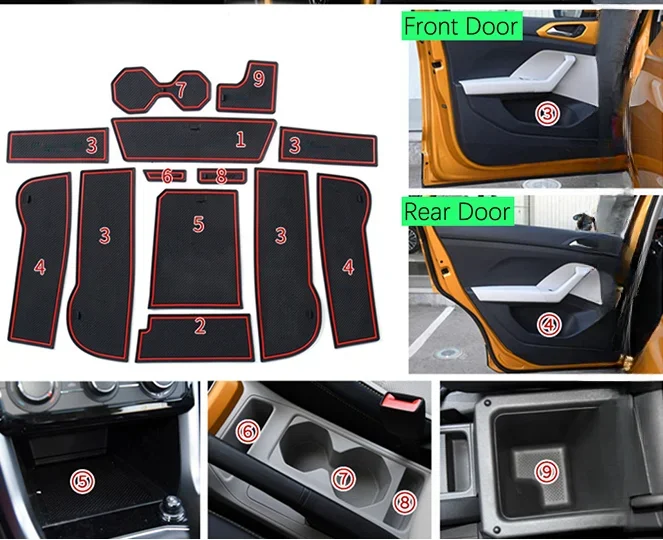 Anti-Slip Gate Slot Mat Rubber Cup Mats for Subaru XV 2018 2019 2020 Crosstrek WRX STI Non-Silp Accessories Stickers Car Styling