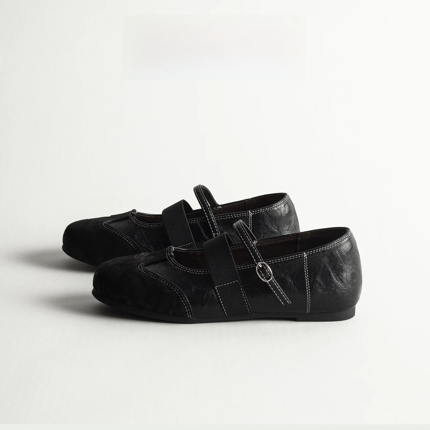 genuine-leather-mary-jane-ballet-flat-shoes-women's-casual-spring-season-versatile-buckle-strap-flat-bottom-commuter-shoe