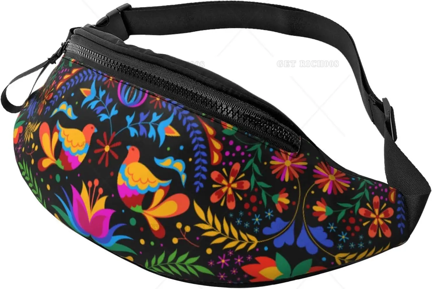 Mexico Crossbody Fanny Packs for Women Men Mexican Flower Vintage Flowers Running Belt Bag Travel Waist Bag for Women Mens