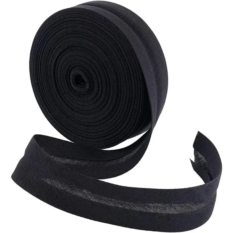 11 Yards Single Fold Bias Tape 3/4 inch Wide Black Bias Binding Tape Hemming Tape for DIY Garment Sewing Seaming Piping Quilting