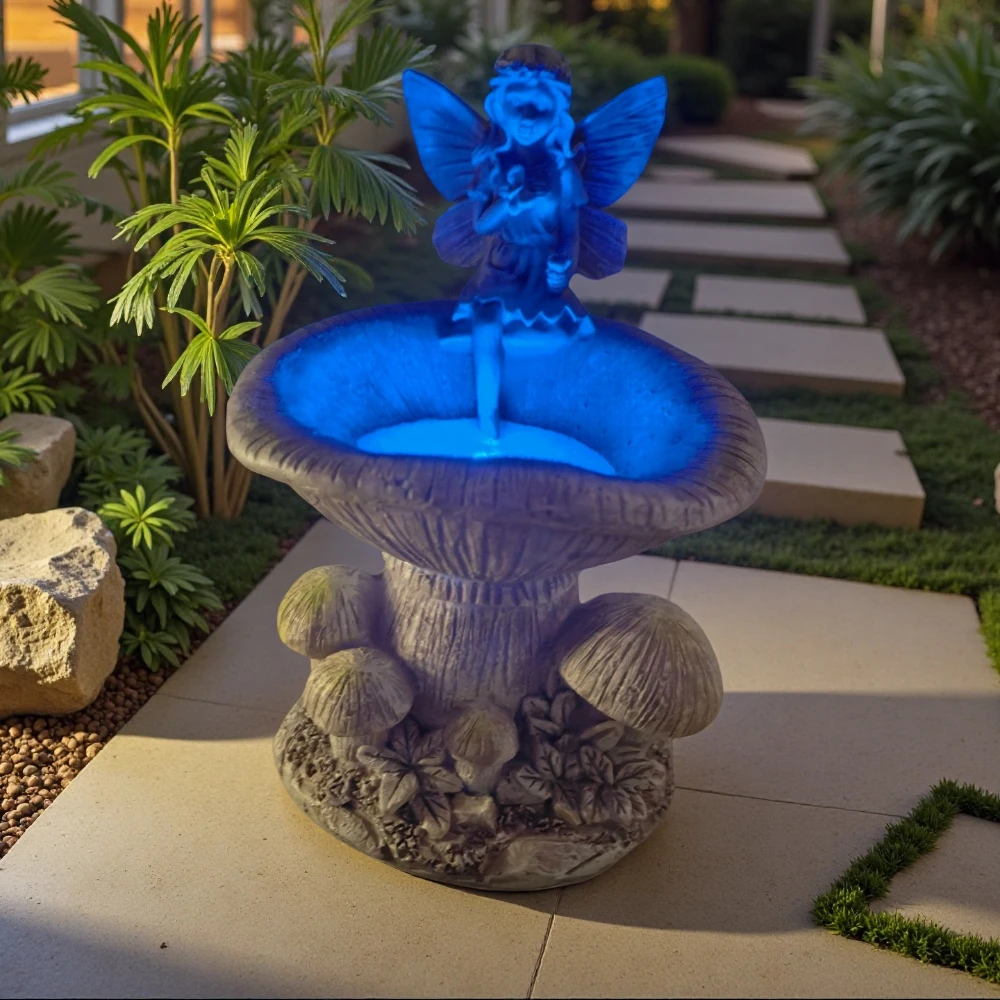 Creative Flower Fairy Solar Night Light Statue Outdoor Waterproof Resin Garden Decorative Ornament for Courtyard
