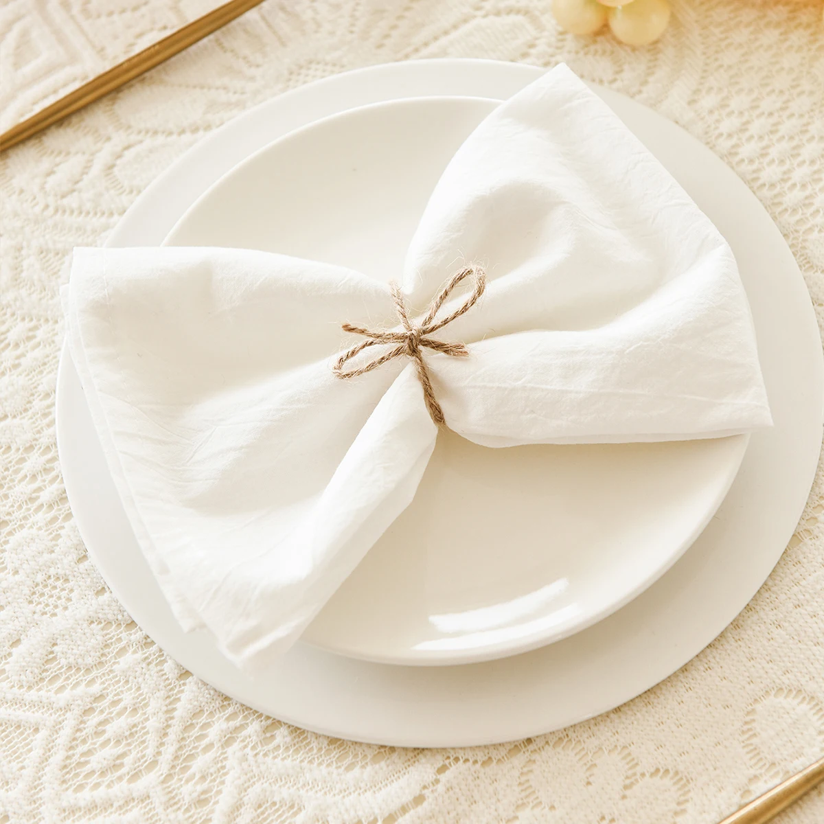 

Set Of 6 40x40cm Table Cloth Napkins Durable Polyester Thicken Placemat Reusable for Kitchen Dining Wedding Decoration