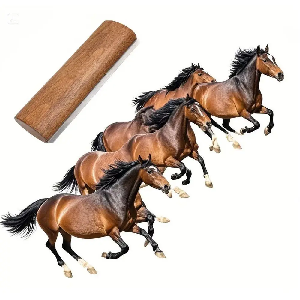 1Pcs Durable Wooden Handle Horse Grooming Brush Shedding Stainless Steel Teeth Horse Hair Scrapers Grooming S/M/L Cleaning Tool