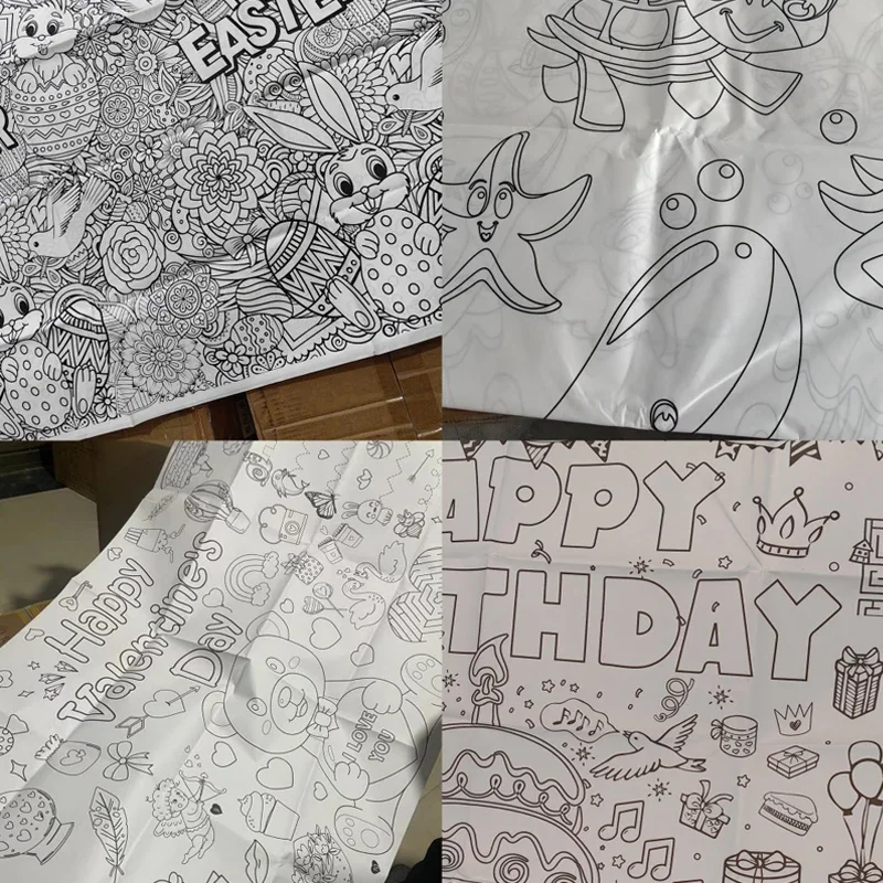 110x80cm 어린이를위한 유니콘 색칠하기 책 색칠 포스터 소년을위한 대형 색칠 식탁보 소녀 유니콘 생일 파티 Supplie