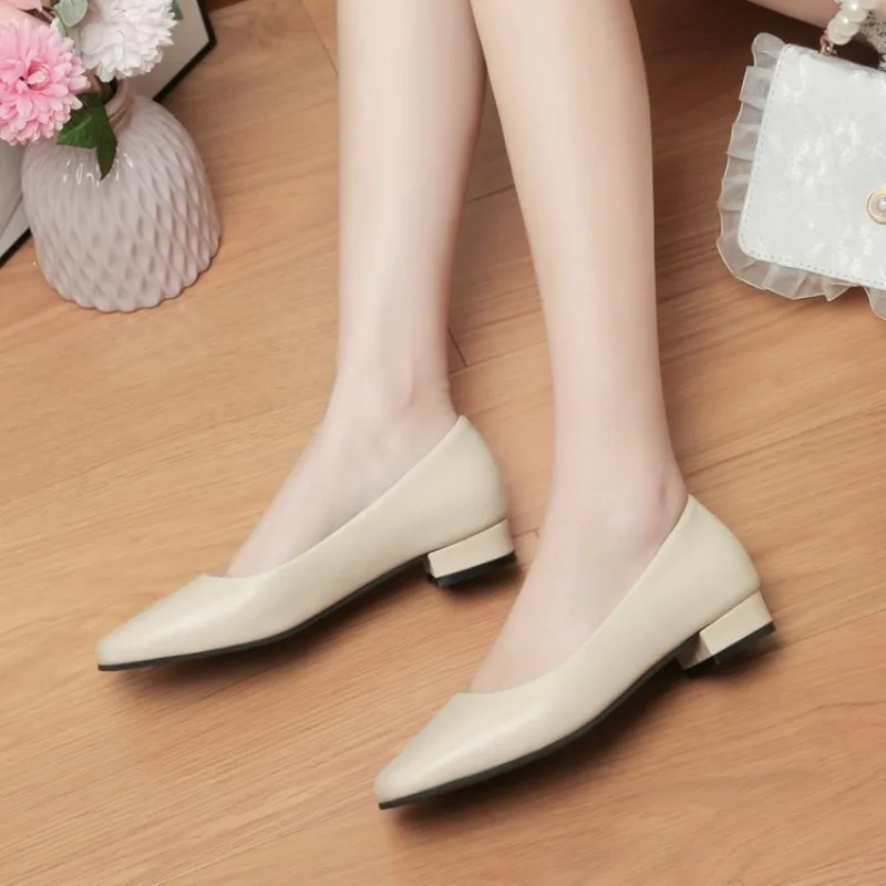 Spring Autumn Women Elegant Square Toe Low Heel Shallow Cut Single Shoes Casual Pumps Shoes for Women 35-41 Platform Shoes