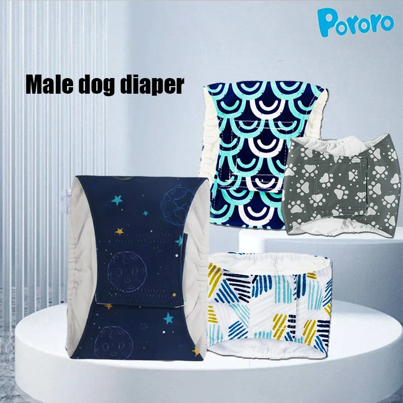 Reusable Waterproof Male Dog Belly Bands - Eco-Friendly Washable Diapers | Circular Digital Printing | Pet Dog Diapers