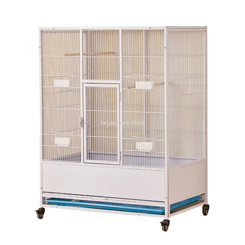 

Large Galvanized Steel Wire Bird Cage For Parrots And Pigeons With 1.3cm Spacing Includes Water And Food Boxes