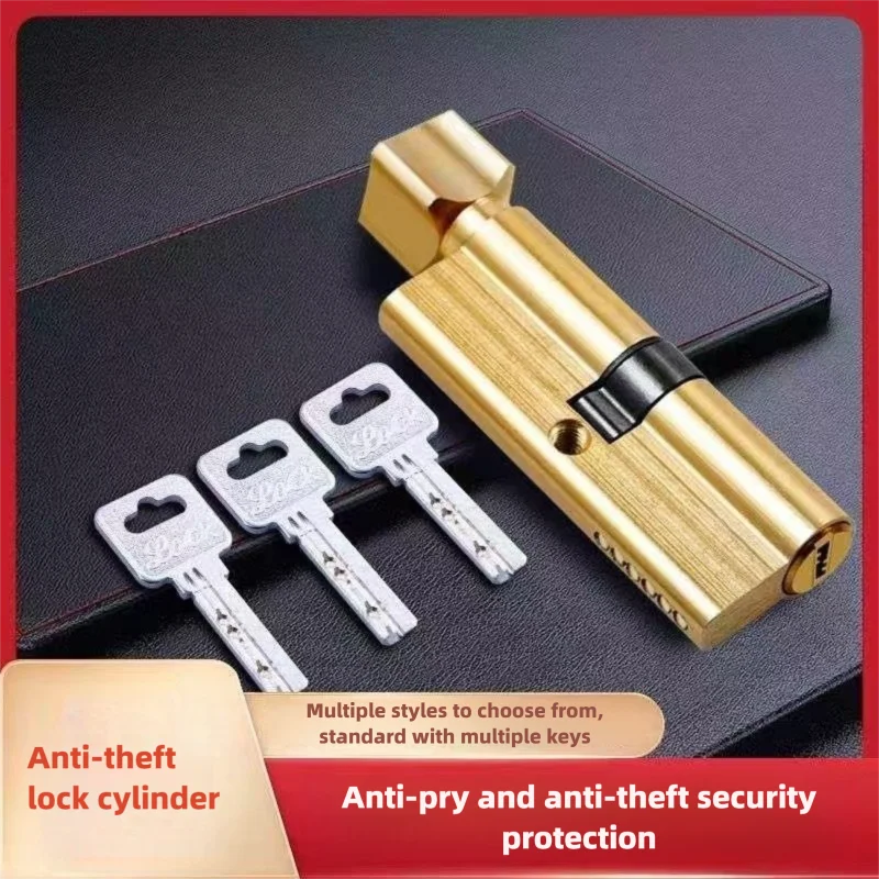 Cilindro de cerradura de puerta de madera con 3 llaves, antirrobo, de apertura simple, con perilla, para seguridad del hogar, puerta interior