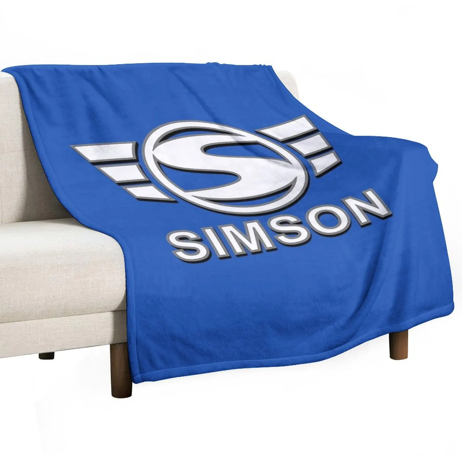 Cobertor Simson Logo 3D Spezial (branco) Cobertor de flanela quente para sofá, cadeira, quarto