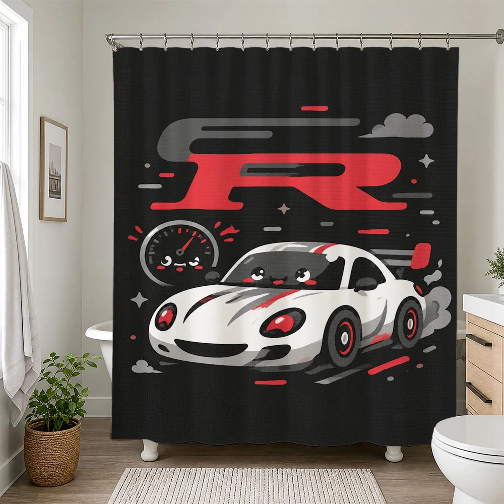 Cool Racing Car Speed Streak Bathroom Shower Curtain for Man Boy Gift Decor