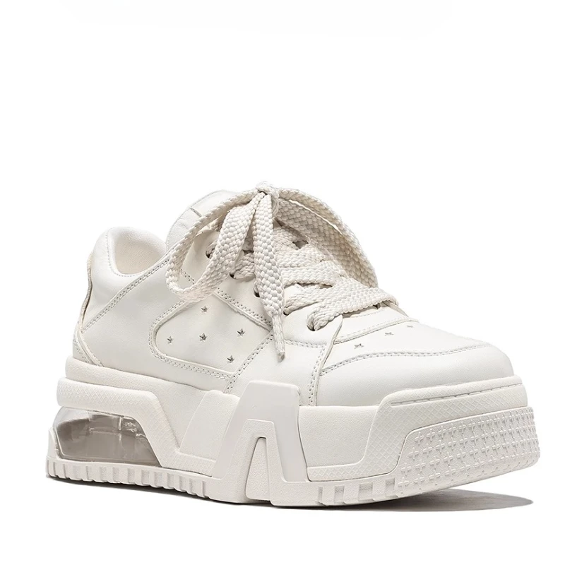 

Спортивные туфли из натуральной кожи для женщин, увеличивающие рост на толстой подошве, удобные дышащие уличные повседневные кроссовки