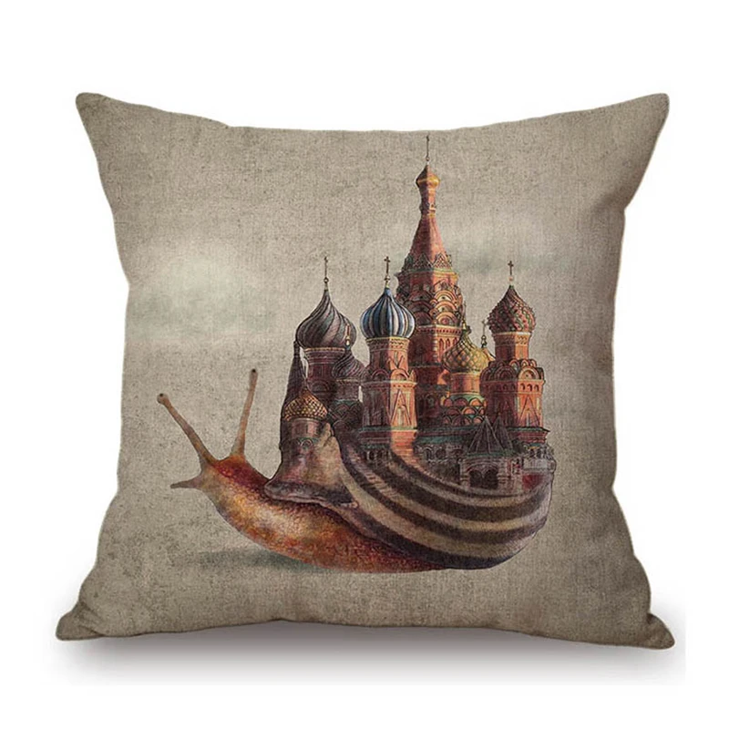 Children Nursery Cartoon Fatansy Fairland Snail Castle Moon Boat Flying Balloon Home Decoration Sofa Pillow Case Cushion Cover