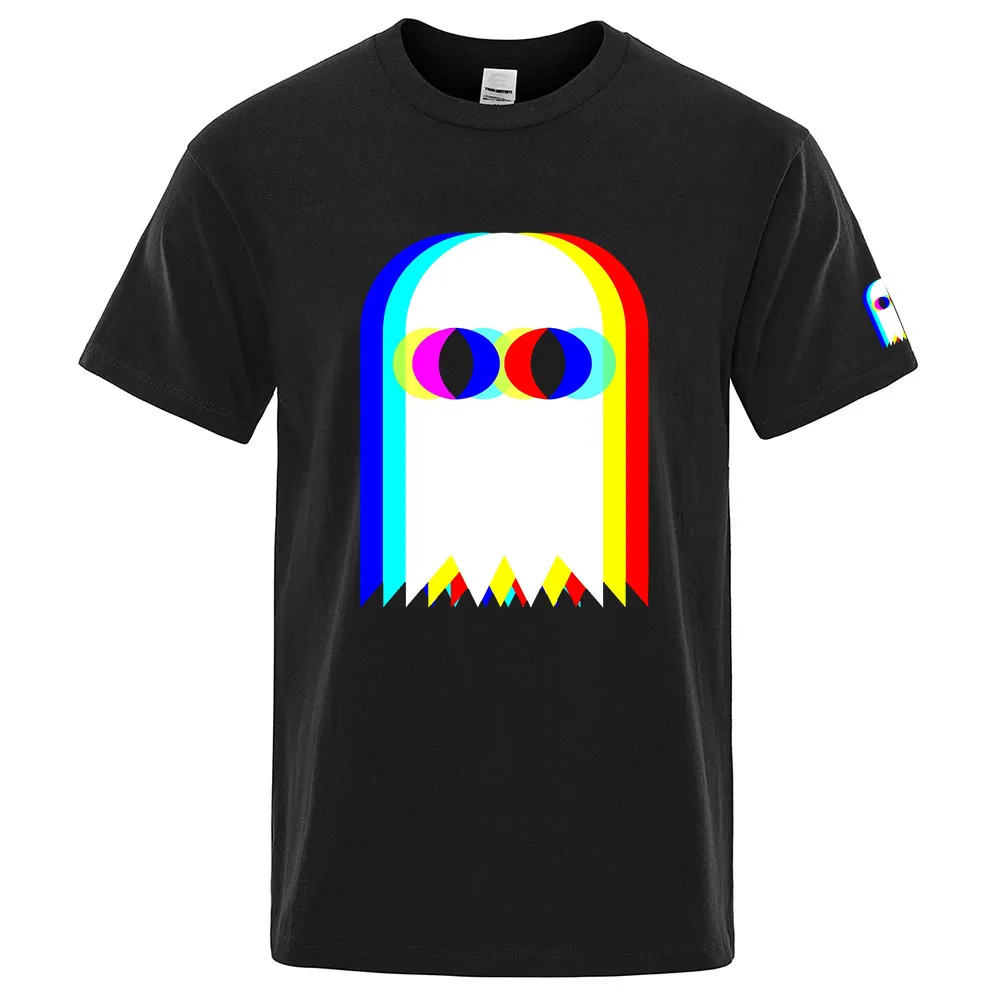 2026 Trippy Color Ghost Graphic Men T‑Shirt Psychedelic Streetwear Short Sleeve Casual Cotton Tee For Men
