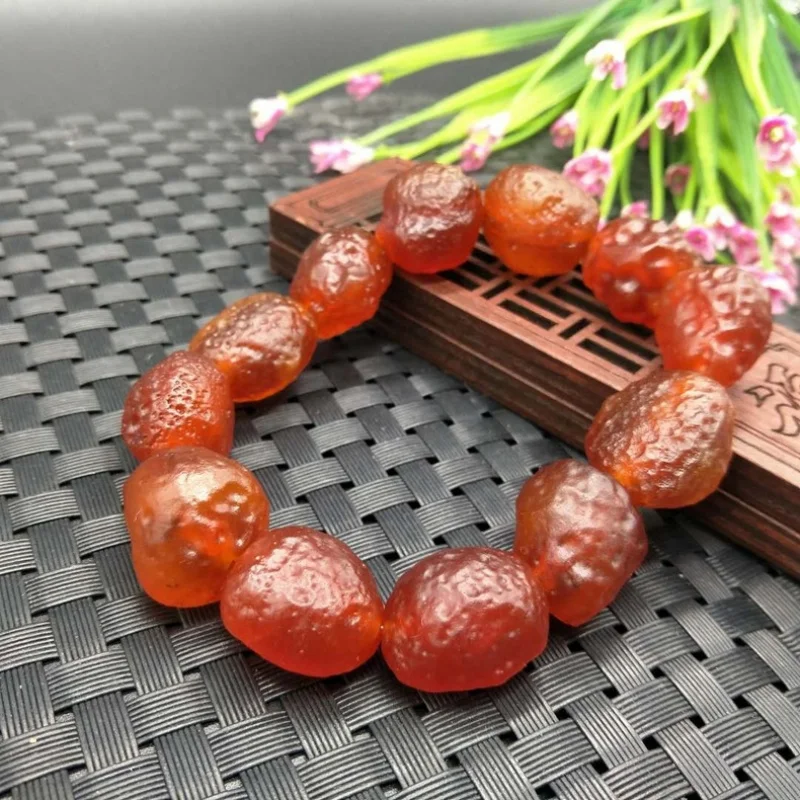 Chicken Blood Red Alashan , Agate Small Stone Bead Bracelet
