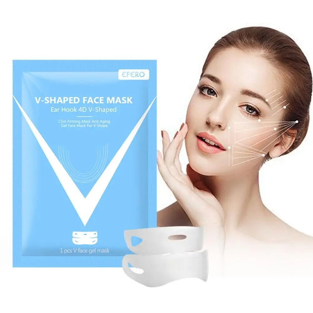 1Pc 4D Ear Hook V-shaped Face Mask Chin Firming Slimming Gel Face Masks Lifting Face Mask Bandage Double Chin V Shape Face Mask